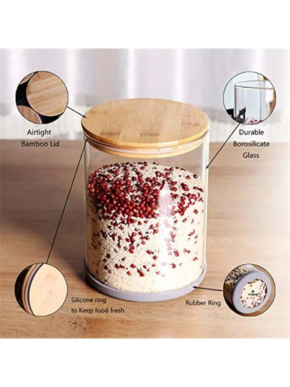 Large Glass Food Storage Container, 100 FL OZ (3000ml) Glass Food Canister